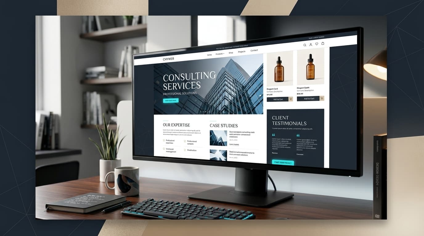 Concept consulting firm website on a monitor
